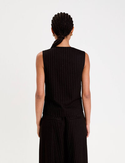 Gilet col V noir femme