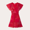 Robe évasée taille smockée rouge femme
