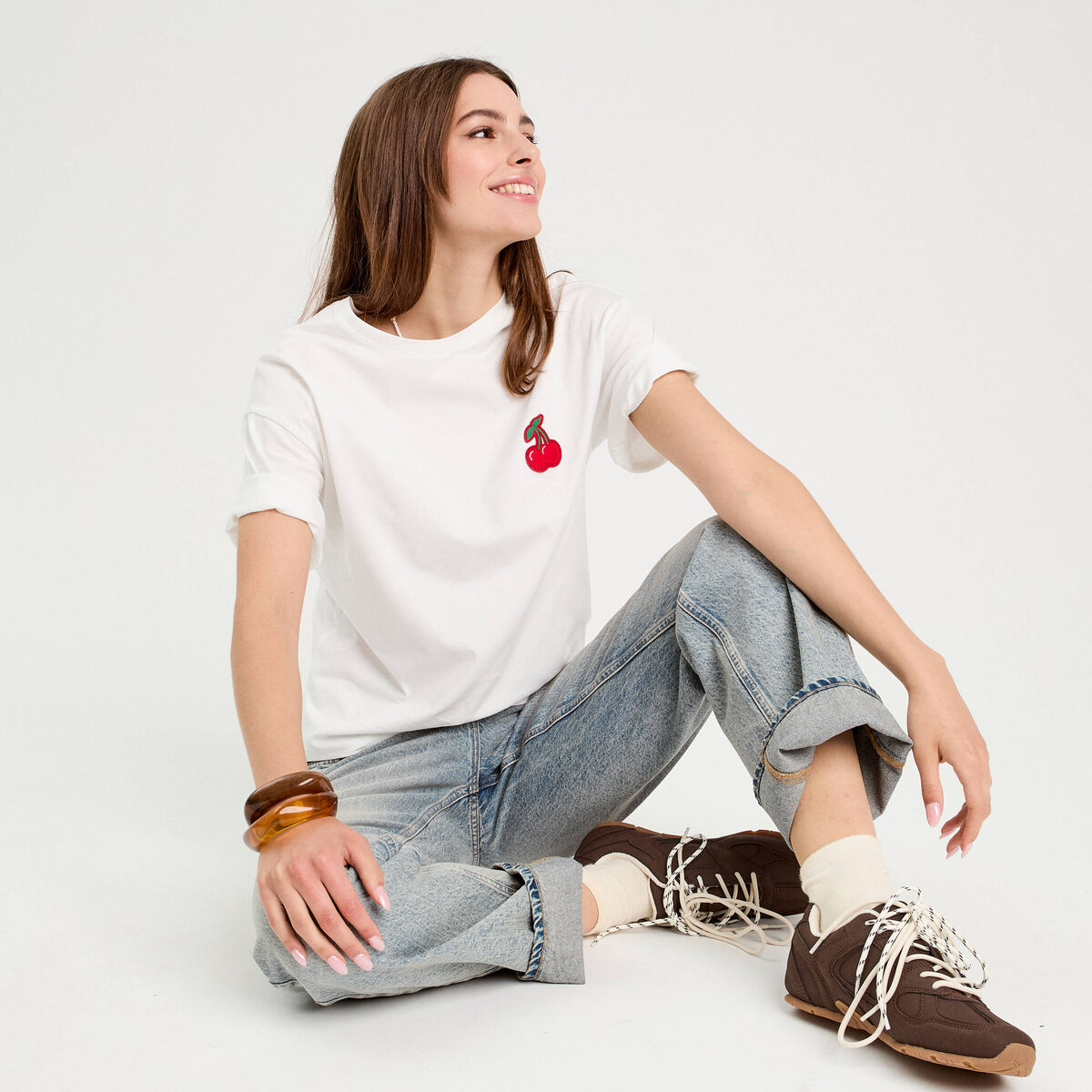 T-shirt manches courtes ecru femme
