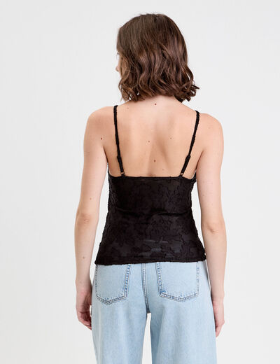 Débardeur ajusté cropped col montant noir femme