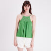 Débardeur col macramé vert femme