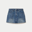 Jupe-short droite en jean denim double stone femme