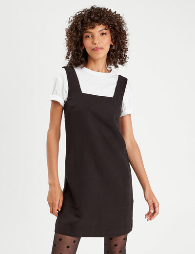 Robe chasuble évasée bretelles noir femme