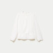 Blouse ajour&eacute;e col rond manches longues ecru femme