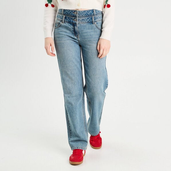 jeans large denim double stone femme Jeans large denim double stone femme