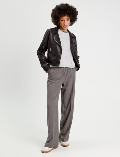 Pull sans manches torsades gris clair femme