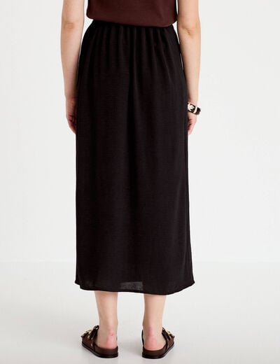 Jupe longue pliss&eacute;e avec bijou noir femme