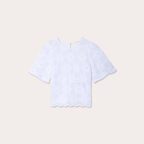 T-shirt dentelle macramé blanc femme