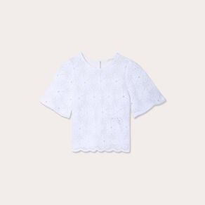 t shirt dentelle macrame blanc femme T-shirt dentelle macramé blanc femme