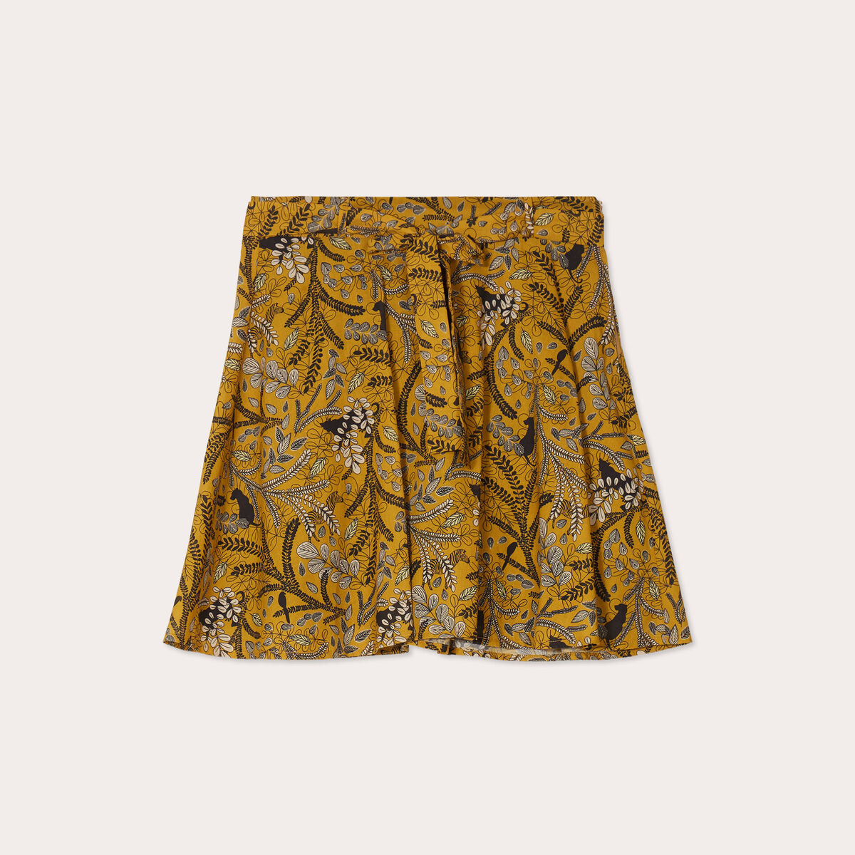 Jupe évasée ceinturée marron femme
