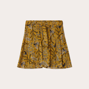 Jupe évasée ceinturée marron femme