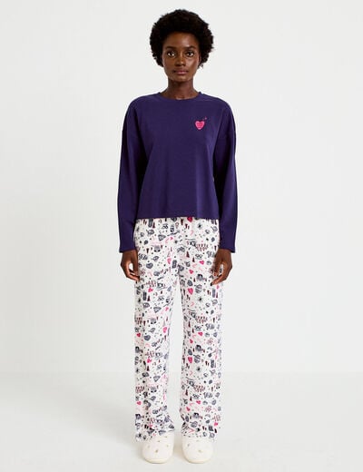 Lot de 2 pyjamas manches longues blanc femme