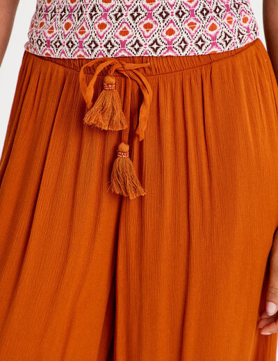 Pantalon large taille standard orange fonc&eacute; femme