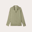 Chemise manches longues satin vert kaki femme