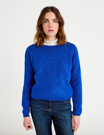 Pull manches longues bleu electrique femme