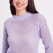 Pull ajouré col rond parme femme
