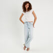 T-shirt détails ajourés ecru femme