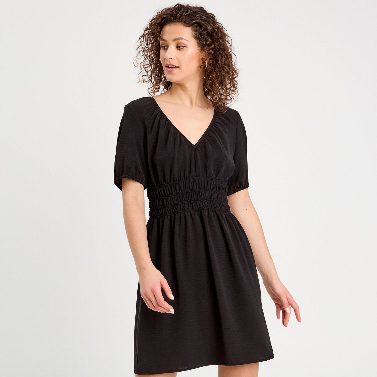 Robe évasée fluide noir femme