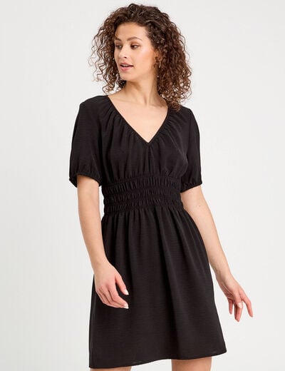 Robe évasée fluide noir femme