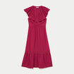 Robe longue &eacute;vas&eacute;e col v manches courtes rouge femme
