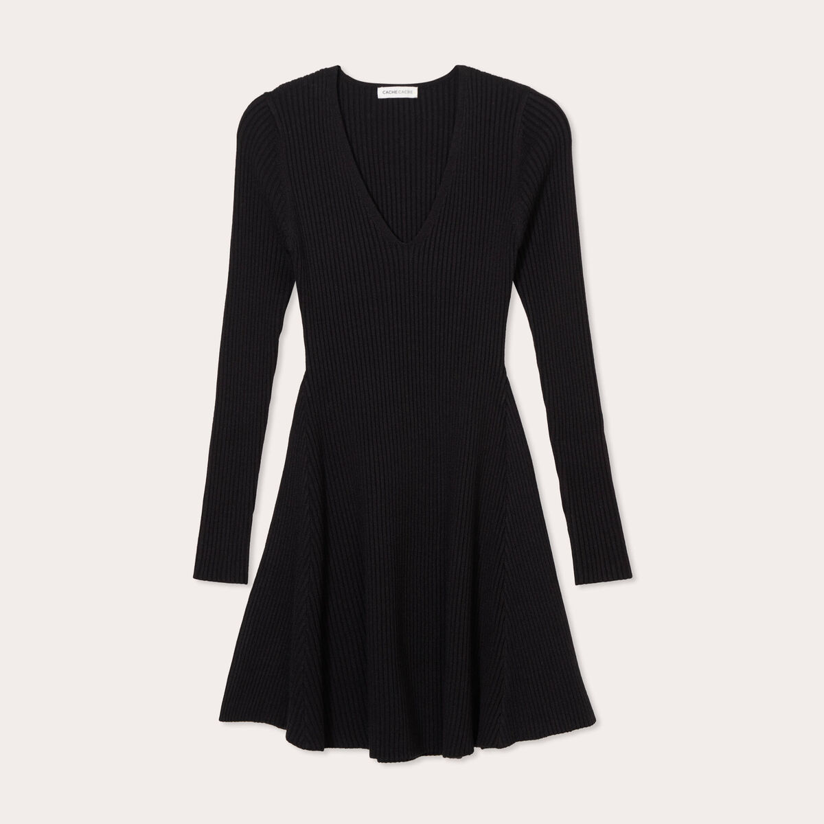 Robe tricot patineuse c&ocirc;tel&eacute;e noir femme