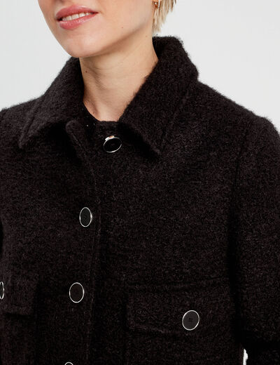 Veste droite boutonnée noir femme