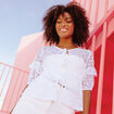 Blouse dentelle nouée blanc femme