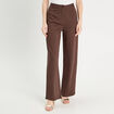 Pantalon jambe large marron chocolat femme