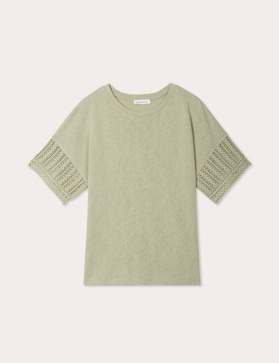 T-shirt manches courtes vert kaki femme