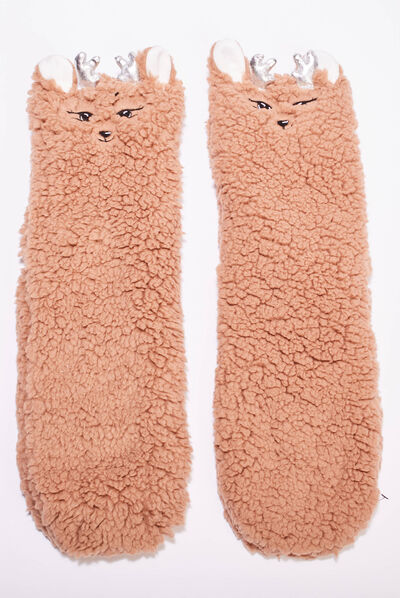 Chaussettes d'intérieur sable femme