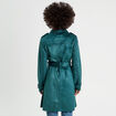 Trench long cintré suédine bleu canard femme