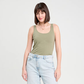 Débardeur bretelles larges vert kaki femme