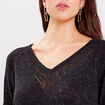 Pull avec col en V noir femme