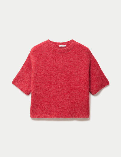 Pull manches courtes rouge femme
