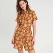 Robe chemise droite camel femme