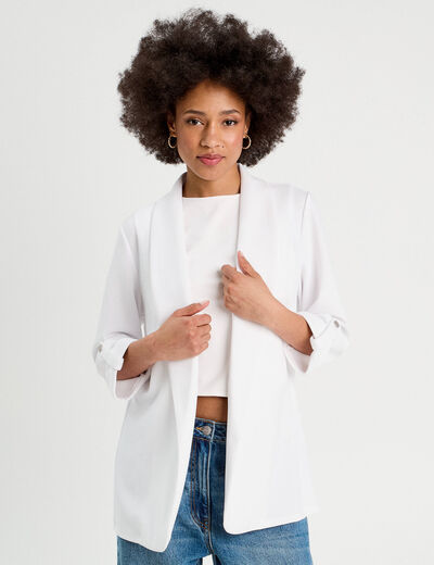 Veste blazer manches 3/4 ecru femme