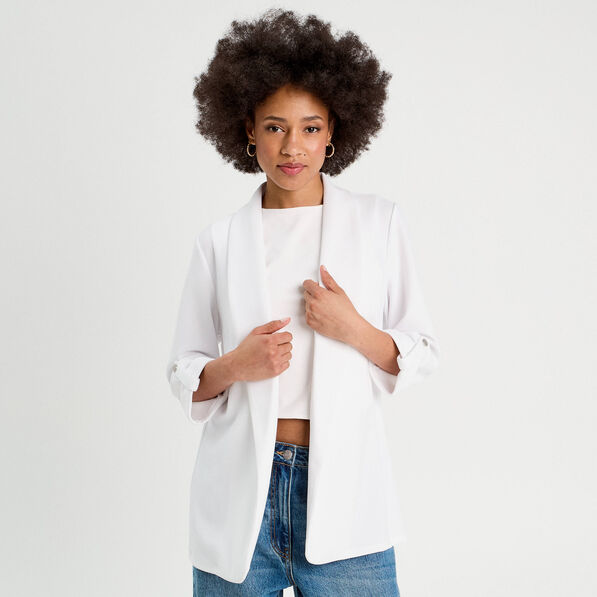 Veste blazer manches 3/4 ecru femme