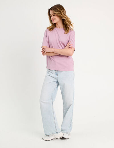 T-shirt oversize col rond vieux rose femme