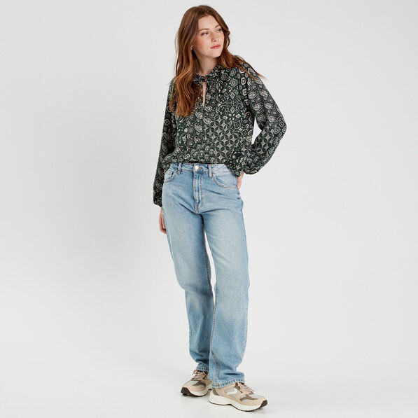 Blouse manches longues vert femme