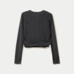 Cache-coeur droit manches longues gris fonc&eacute; femme