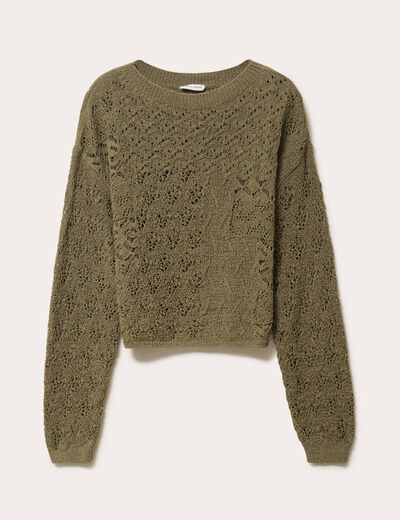 Pull manches longues vert foncé femme