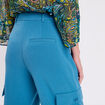 Pantalon city large cargo bleu pétrole femme