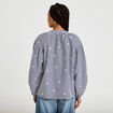 Blouse vichy brod&eacute;e bleu femme
