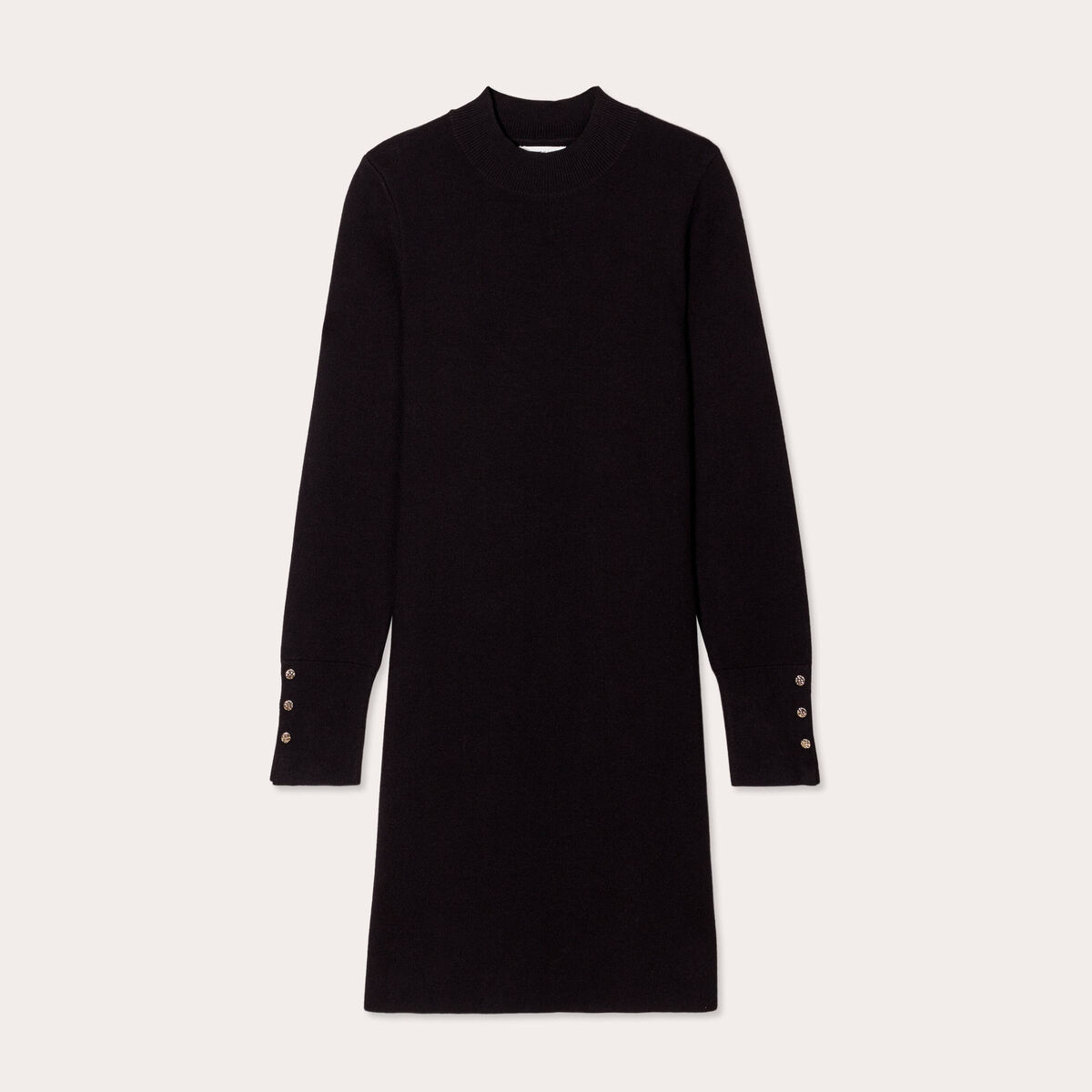 Robe pull évasée col montant noir femme