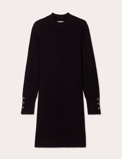 Robe pull évasée col montant noir femme