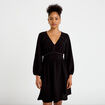 Robe &eacute;vas&eacute;e col v manches longues noir femme