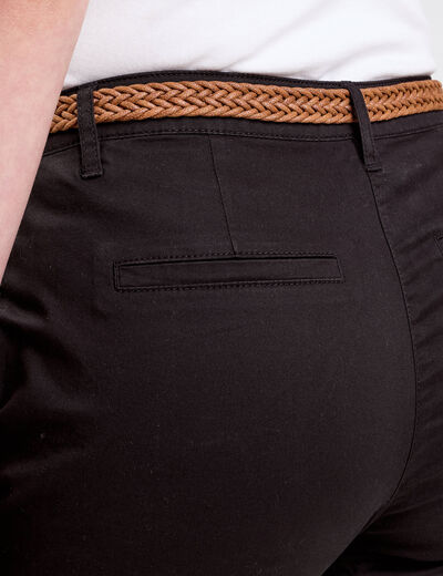 Pantalon chino 7/8ème noir femme