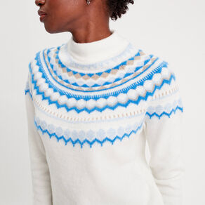 Pull col montant ecru femme