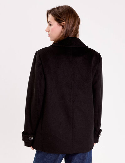 Caban col tailleur manches longues noir femme