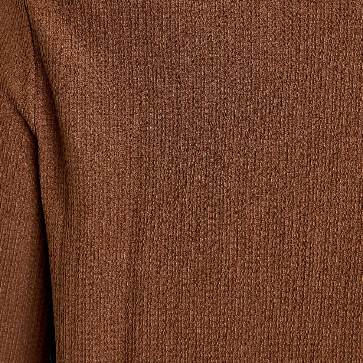 Blouse droite manches longues pliss&eacute;e marron femme